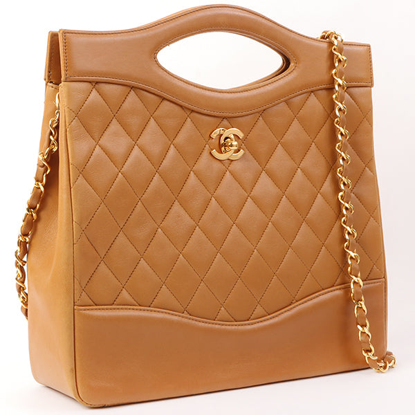 Chanel Around 1990 Made Turn-Lock 2Way Chain Bag Camel
