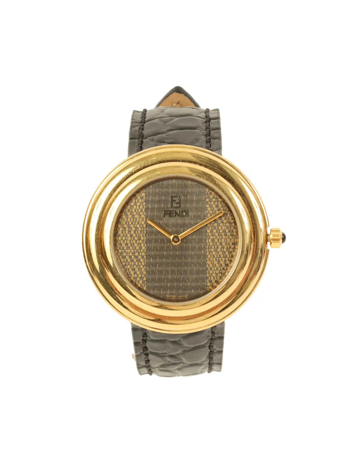 FENDI Boys Round Stripped Face Watch Black/Gold