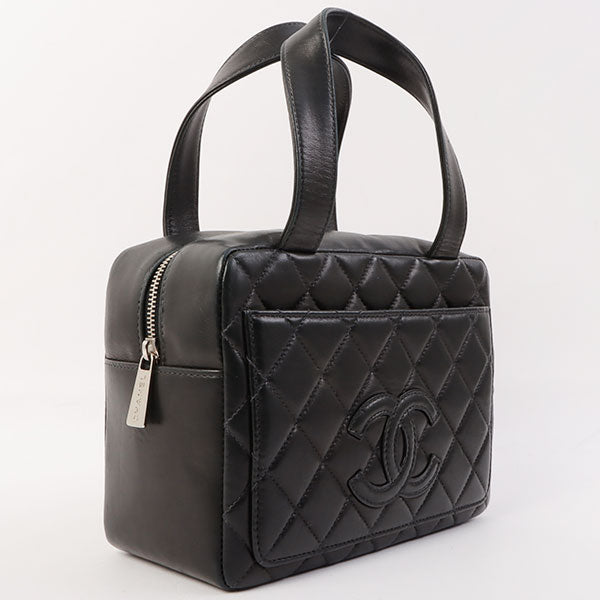 Chanel Around 2000 Made Cc Mark Stitch Top Handle Bag Mini Black