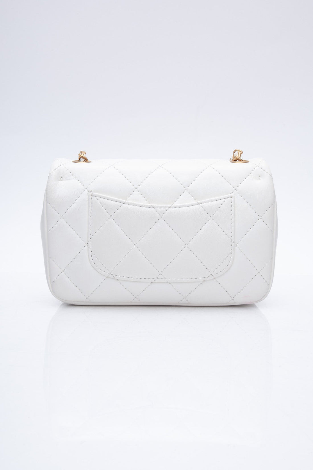 Chanel White Lambskin Quilted Heart Charms Mini Flap Bag