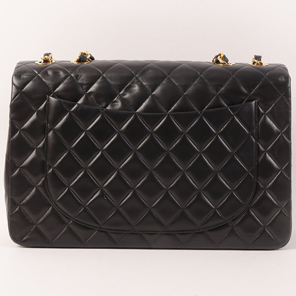 CHANEL Around 1992 Made Classic Flap Chain Bag Maxi Black