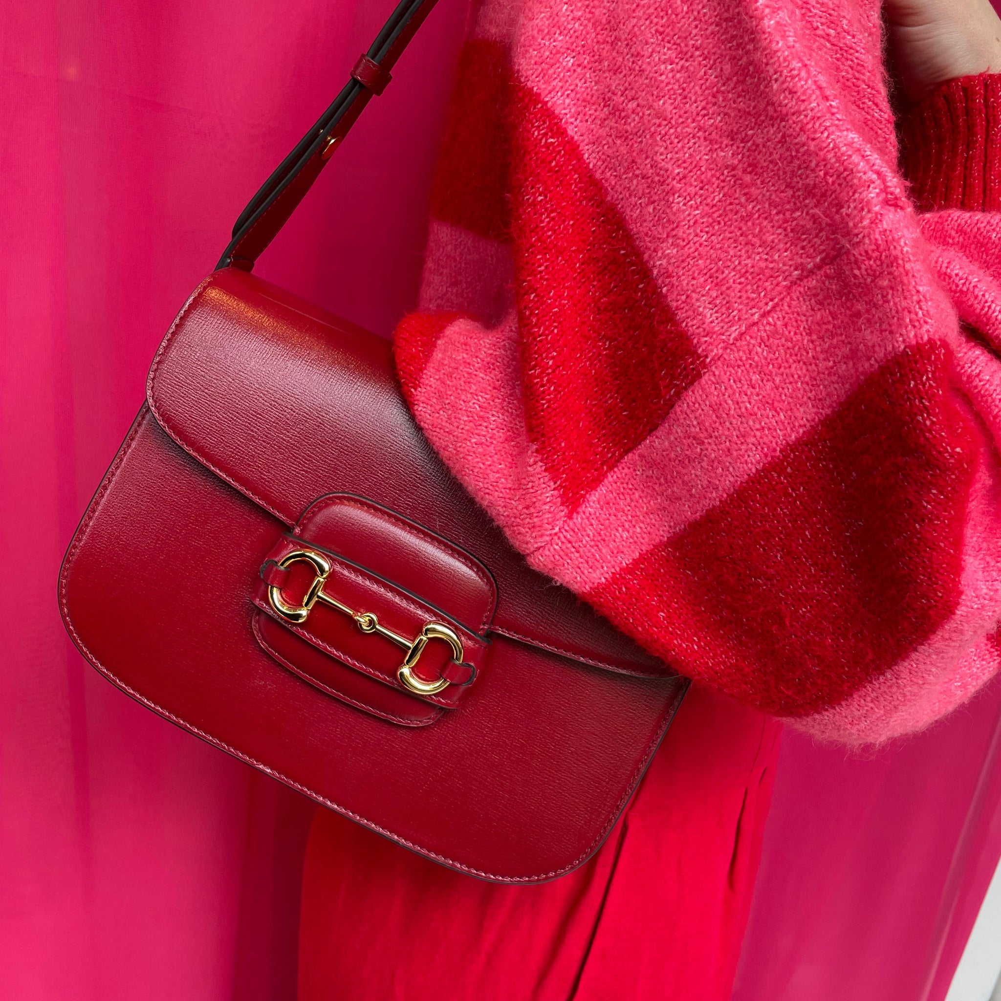 Gucci Horsebit 1955 Shoulder Bag Red Leather