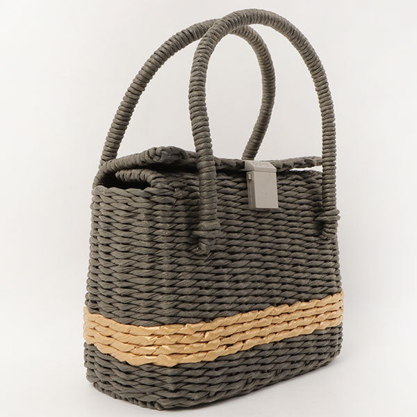 Chanel Around 1998 Made Paper Logo Plate Handbag Grey/Natural