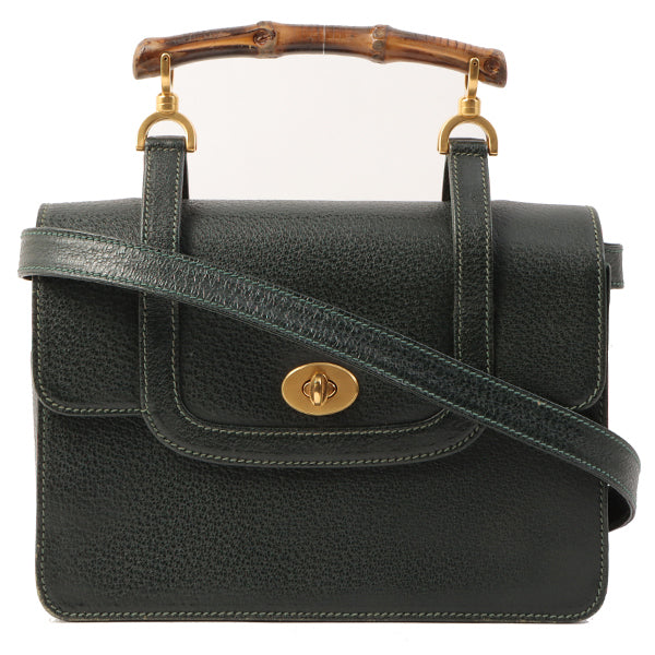 Gucci Bamboo Handle 2Way Bag Dark Green