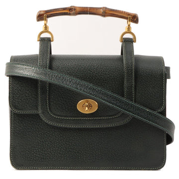 Gucci Bamboo Handle 2Way Bag Dark Green