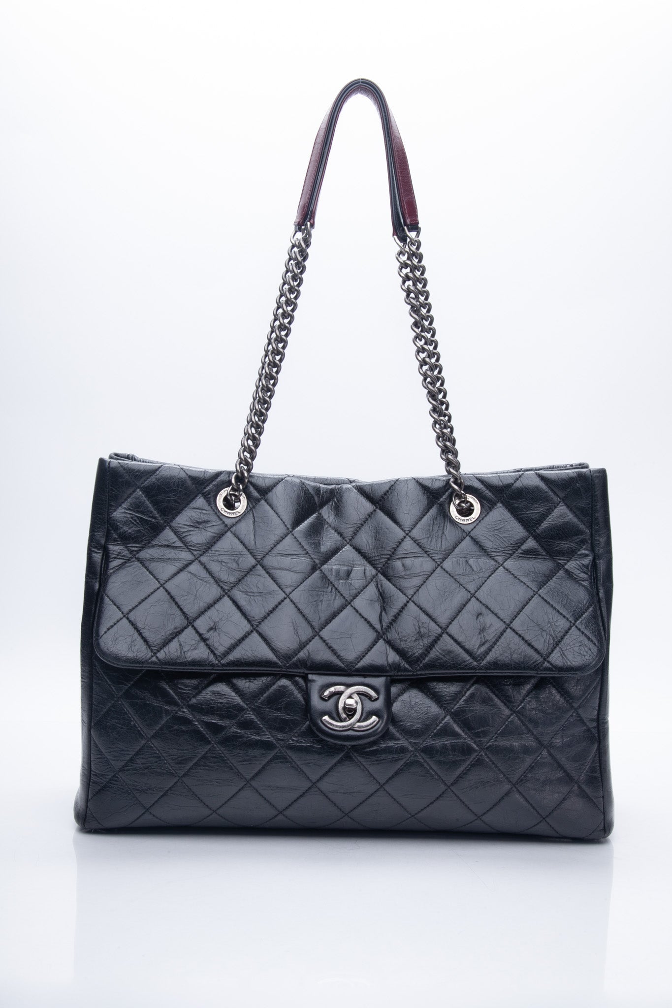 Chanel Duo Color front Flap Quilted Shopping Tote Bag