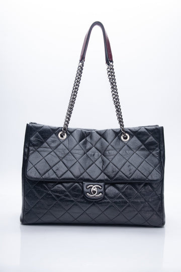 Chanel Duo Color front Flap Quilted Shopping Tote Bag