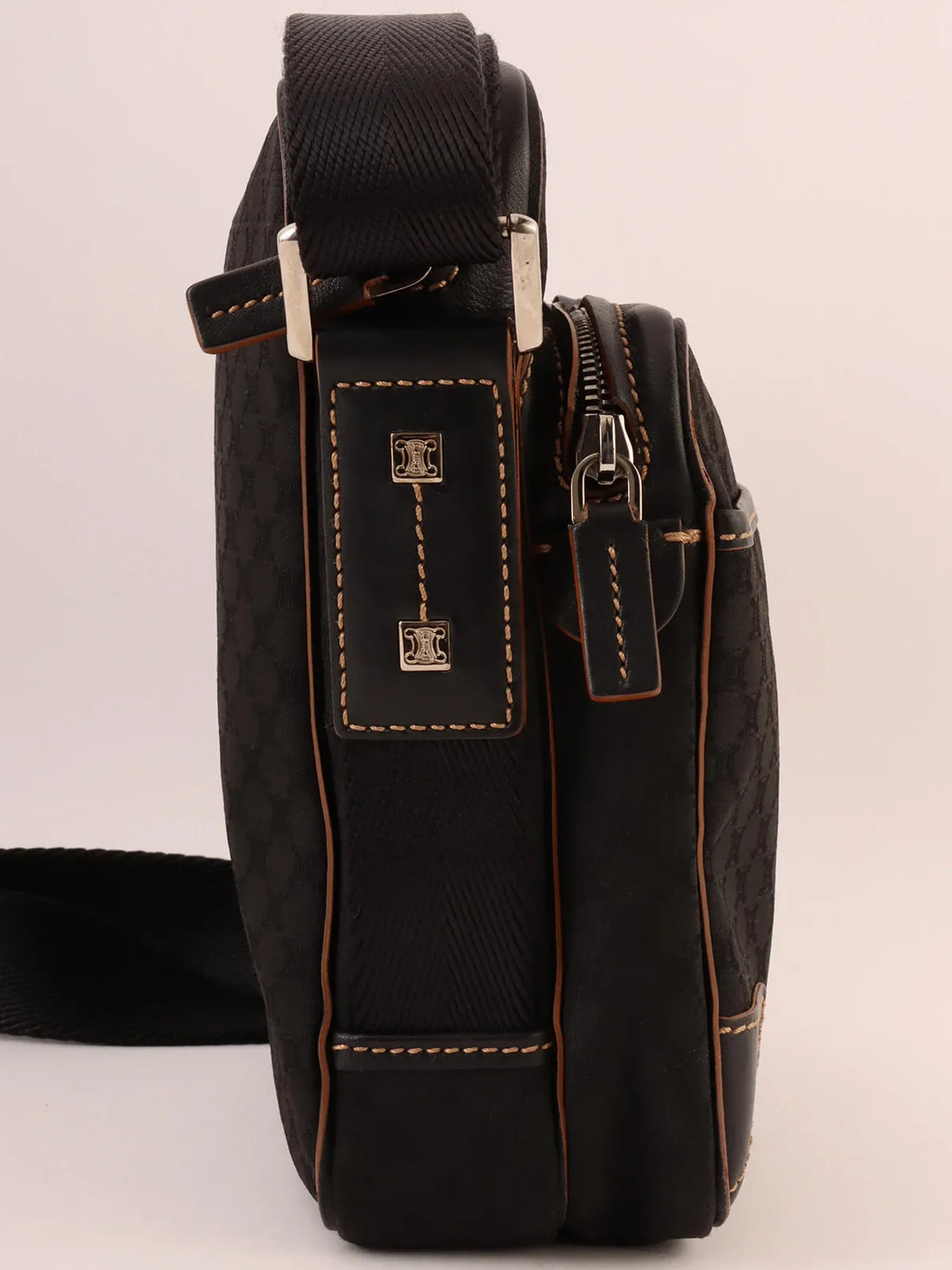 CELINE Macadam Pattern Shoulder Bag Black