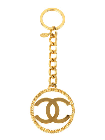 CHANEL 1991 Made Round Cc Mark Cutout Key Ring Gold