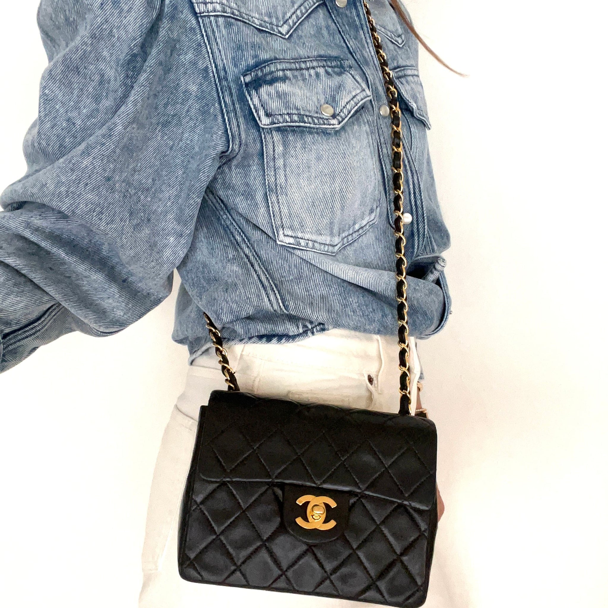 Mini Flap in Black Lambskin