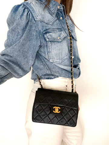 Mini Flap in Black Lambskin