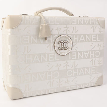 Chanel Around 2005 Made Ginza Limited Logo Pattern Pearl Cc Mark Attache Case White/Silver