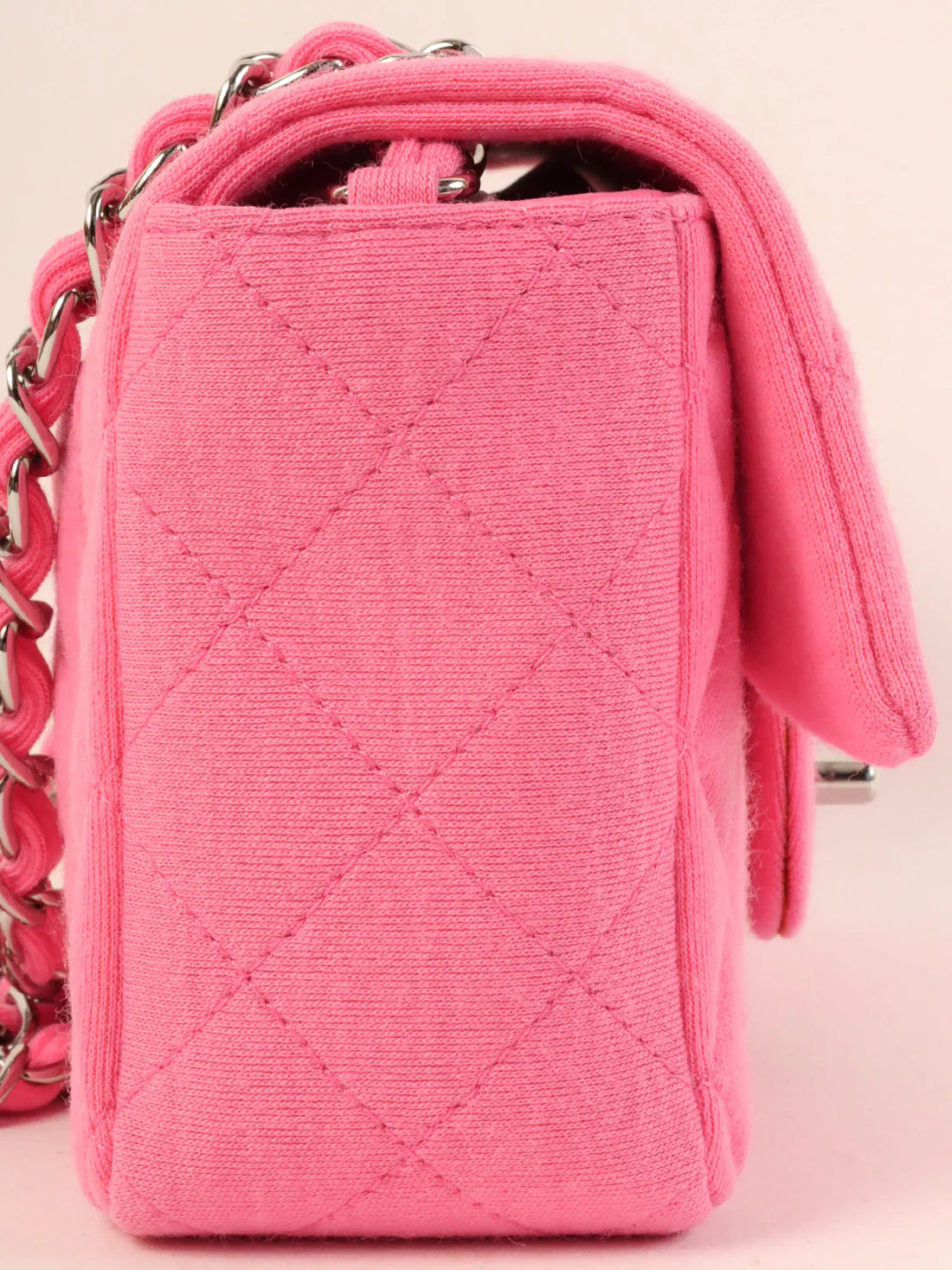 CHANEL Around 2014 Made Cotton Turn-Lock Shoulder Bag Pink