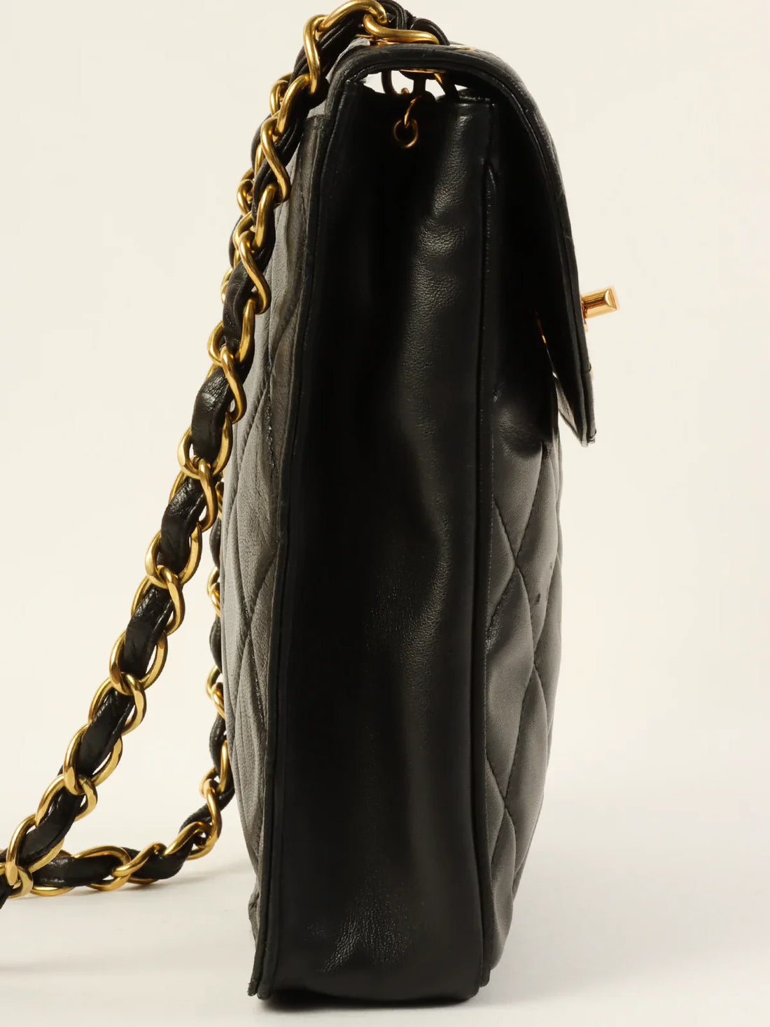 CHANEL Around 1995 Made Cc Mark Turn-Lock Shoulder Bag Black