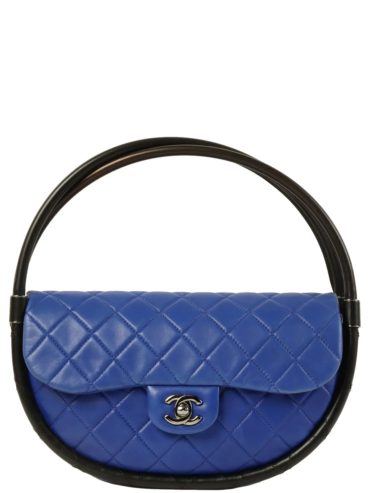 CHANEL Around 2014 Made Hula Hoop Top Handle Bag Blue/Black