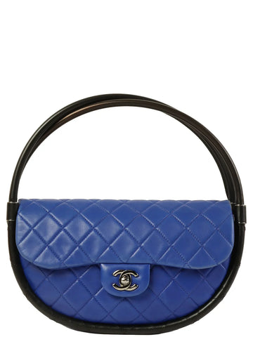 CHANEL Around 2014 Made Hula Hoop Top Handle Bag Blue/Black
