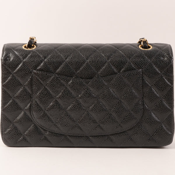 CHANEL Around 2002 Made Caviar Skin Classic Flap Chain Bag 25Cm Black