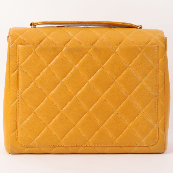 Chanel Around 1995 Made Caviar Skin Turn-Lock Chain Bag Mandarine Orange