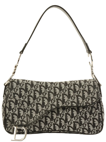 DIOR Trotter Pattern Saddle Bag Black