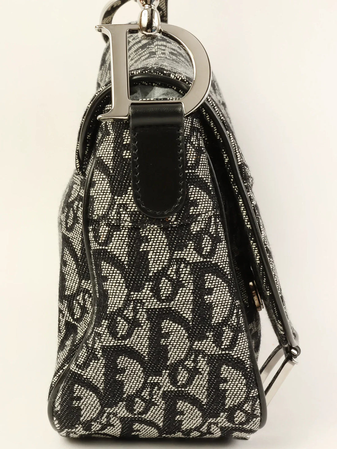 DIOR Trotter Pattern Saddle Bag Black