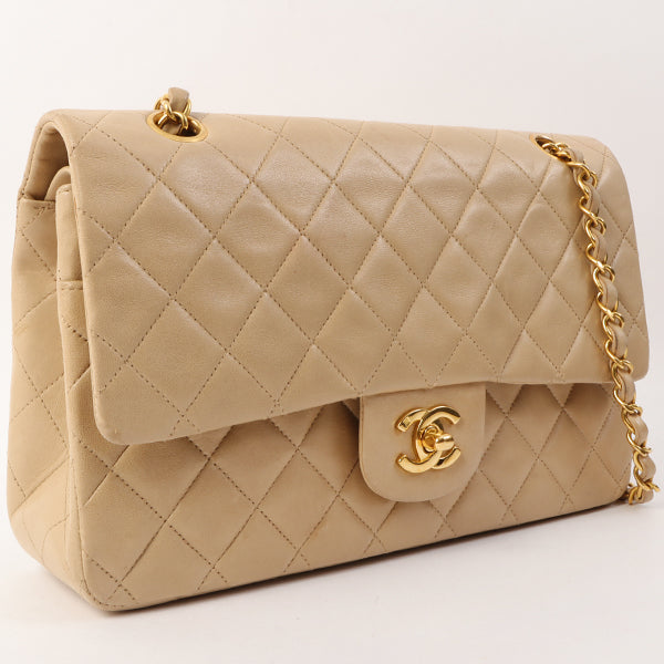 Chanel Around 1995 Made Classic Flap Chain Bag 25Cm Beige