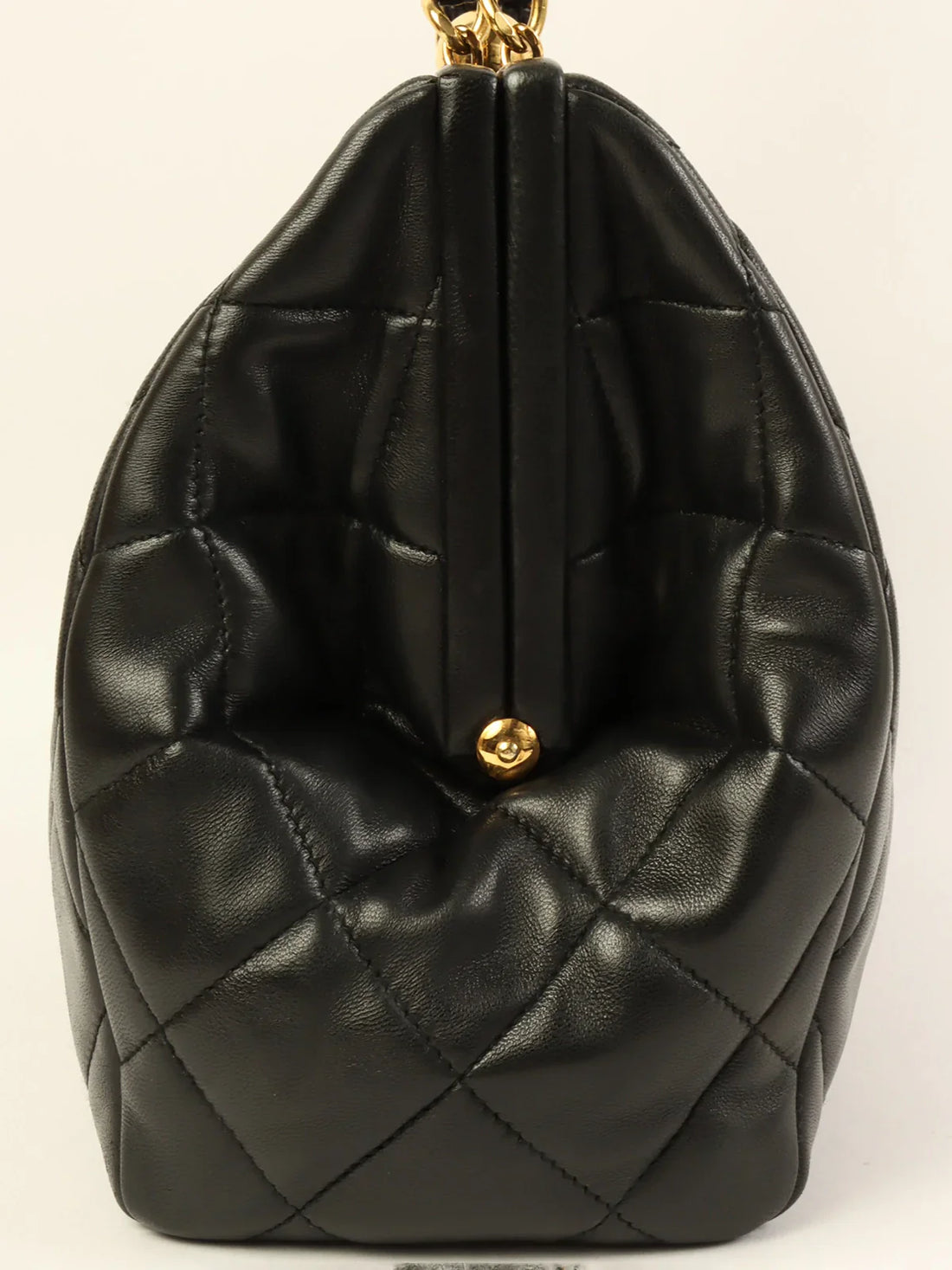 CHANEL Around 1995 Made Cc Mark Metal Clasp Chain Bag Black