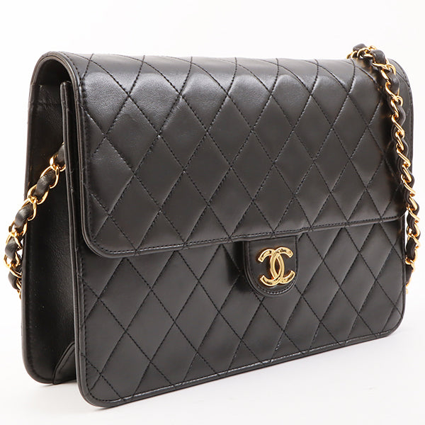 Chanel Around 1998 Made Cc Mark Plate Chain Bag Black