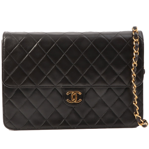 Chanel Around 1998 Made Cc Mark Plate Chain Bag Black