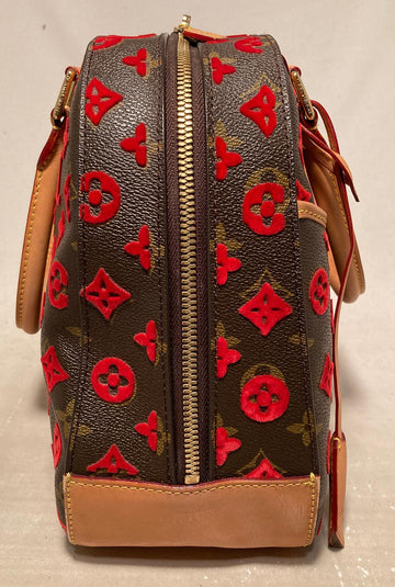LOUIS VUITTON Limited Edition Rouge Monogram Tuffetage Deauville Cube Bag