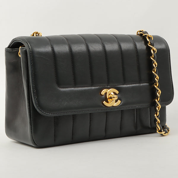 Chanel Around 2000 Made Mademoiselle Stitch Turn-Lock Chain Bag Black