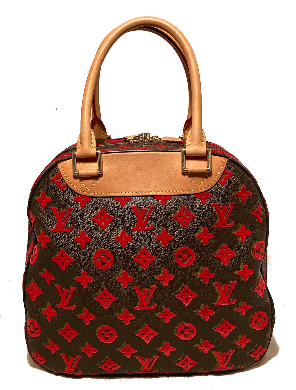 LOUIS VUITTON Limited Edition Rouge Monogram Tuffetage Deauville Cube Bag
