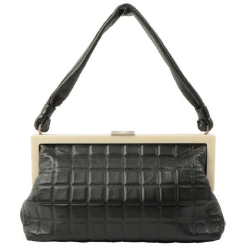 Chanel Around 2002 Made Chocolate Bar Stitch Cc Mark Plate Kiss-Lock Clasp Shoulder Bag Black/White