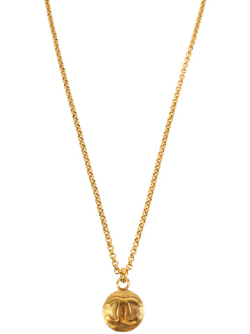 CHANEL 1994 Made Round Cc Mark Necklace Gold