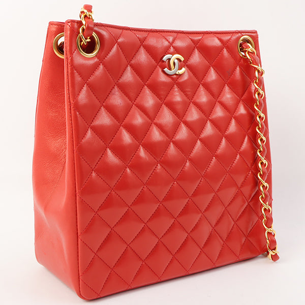 Chanel Around 1995 Made Paris Limited Cc Mark Plate 2Way Chain Bag Red