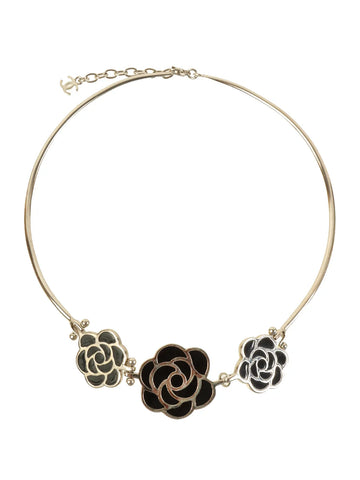 CHANEL 1998 Made Camellia Choker Silver/Black
