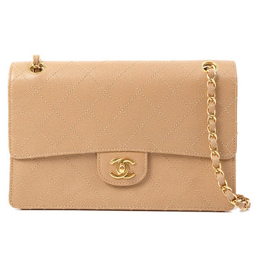 Chanel Around 1998 Made Caviar Skin Turn-Lock Shoulder Bag Beige