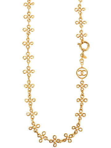 CHANEL 1993 Made Circle Cutout Cc Mark Design Chain Necklace Gold