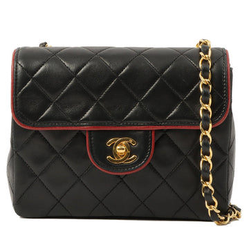 Chanel Around 1990 Made Bicolor Classic Flap Chain Bag Mini Black/Bordeaux