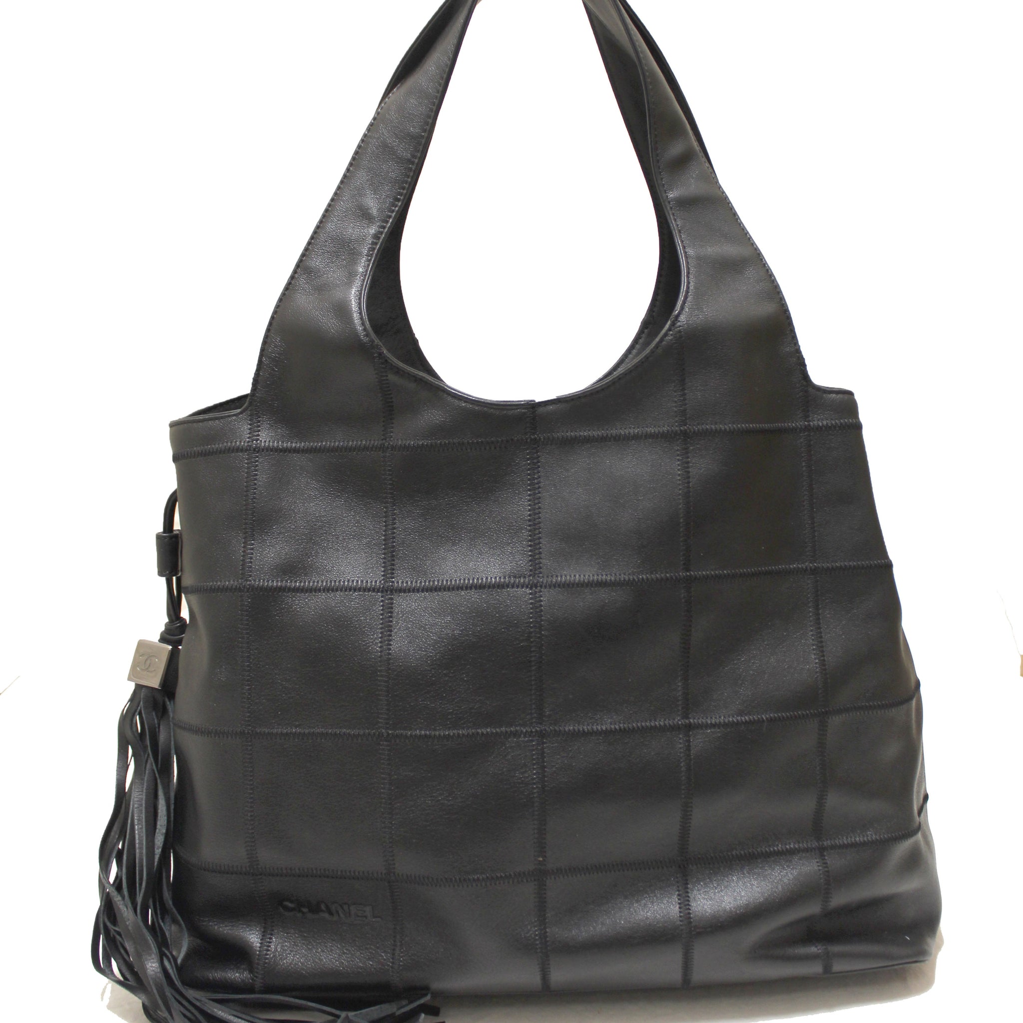 Chanel Square Stitch Tassel Leather Hobo Shoulder Bag