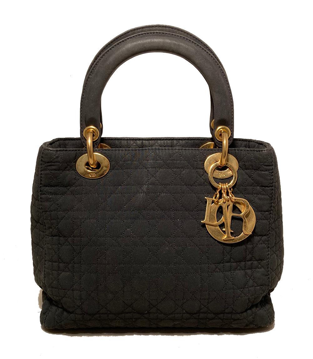 CHRISTIAN DIOR Black Nylon Medium Lady Di Bag