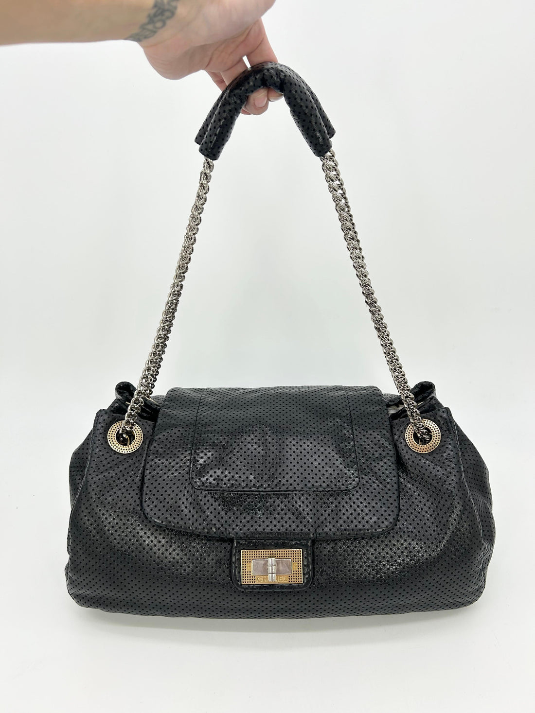 CHANEL Perforated Drill Flap Accordion Classic