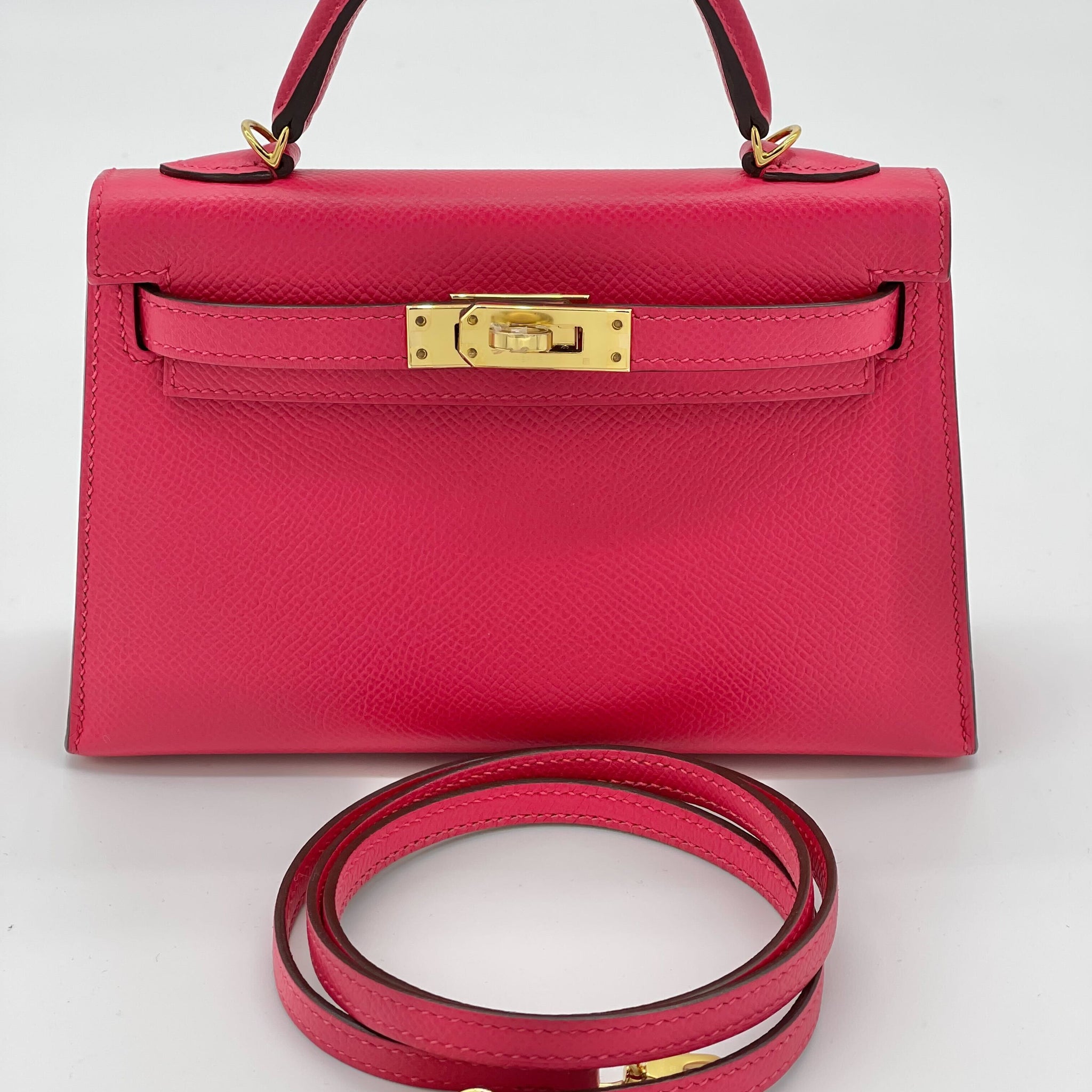 Hermes Kelly 20 Mini Epsom Rose Extreme Gold Hardware