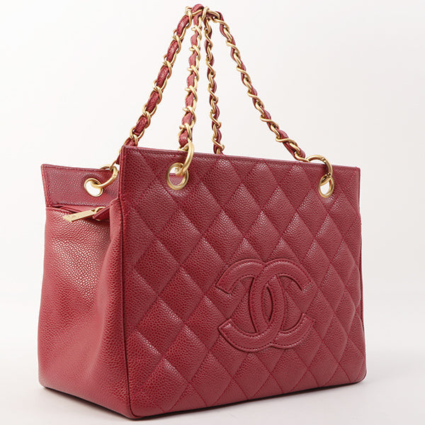 Chanel Around 2000 Made Caviar Skin Cc Mark Stitch Chain Top Handle Bag Pink