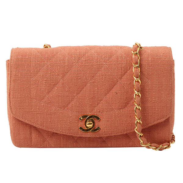Chanel 1992 Cotton Diana Flap Chain Bag Light Coral