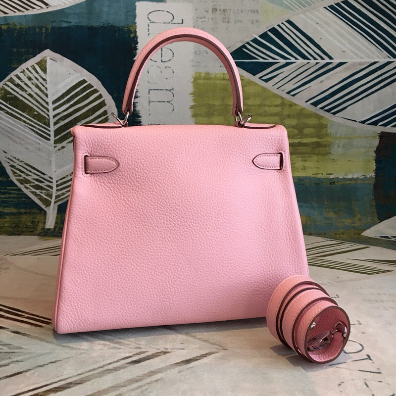 HM Kelly 32 Retourne Togo Bag Light Pink For Womtlm, Handbags, Shoulder Bags 12.5in/32cm