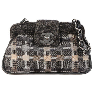 Chanel Around 2006 Made Tweed Cc Mark Plate Chain Shoulder Bag Black/Multi