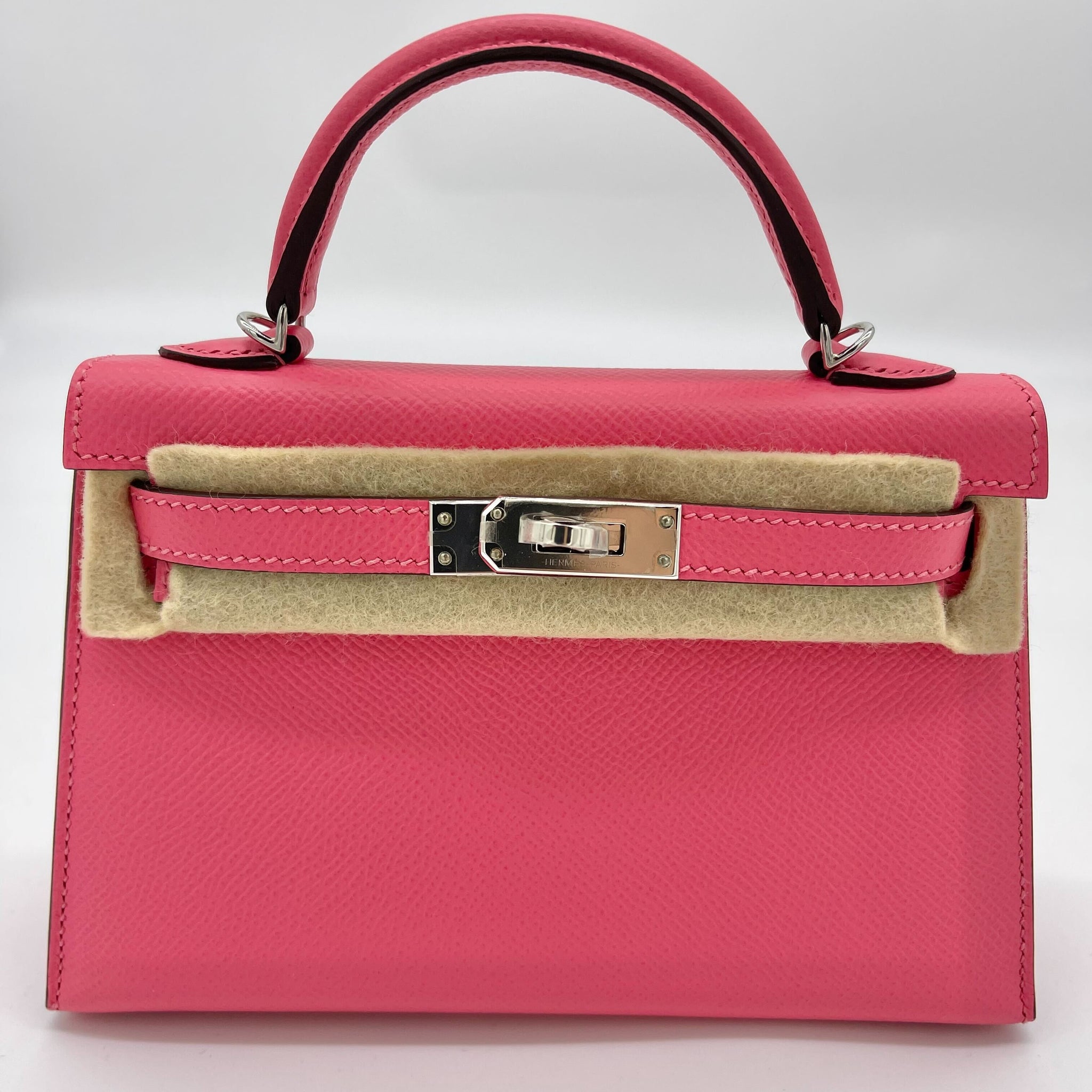 Hermes Mini Kelly II Sellier Epsom Rose Azalee Palladium Hardware