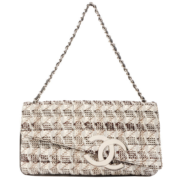 Chanel Around 2005 Made Tweed Cc Mark Plate Chain Shoulder Bag Black/Multi