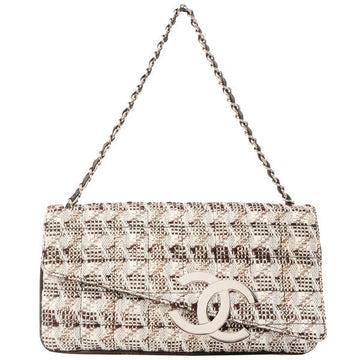 Chanel Around 2005 Made Tweed Cc Mark Plate Chain Shoulder Bag Black/Multi