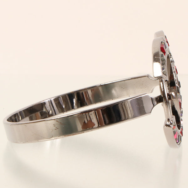 CHANEL 2005 Made Bijoux Cc Mark Bangle Silver/Clear/Red